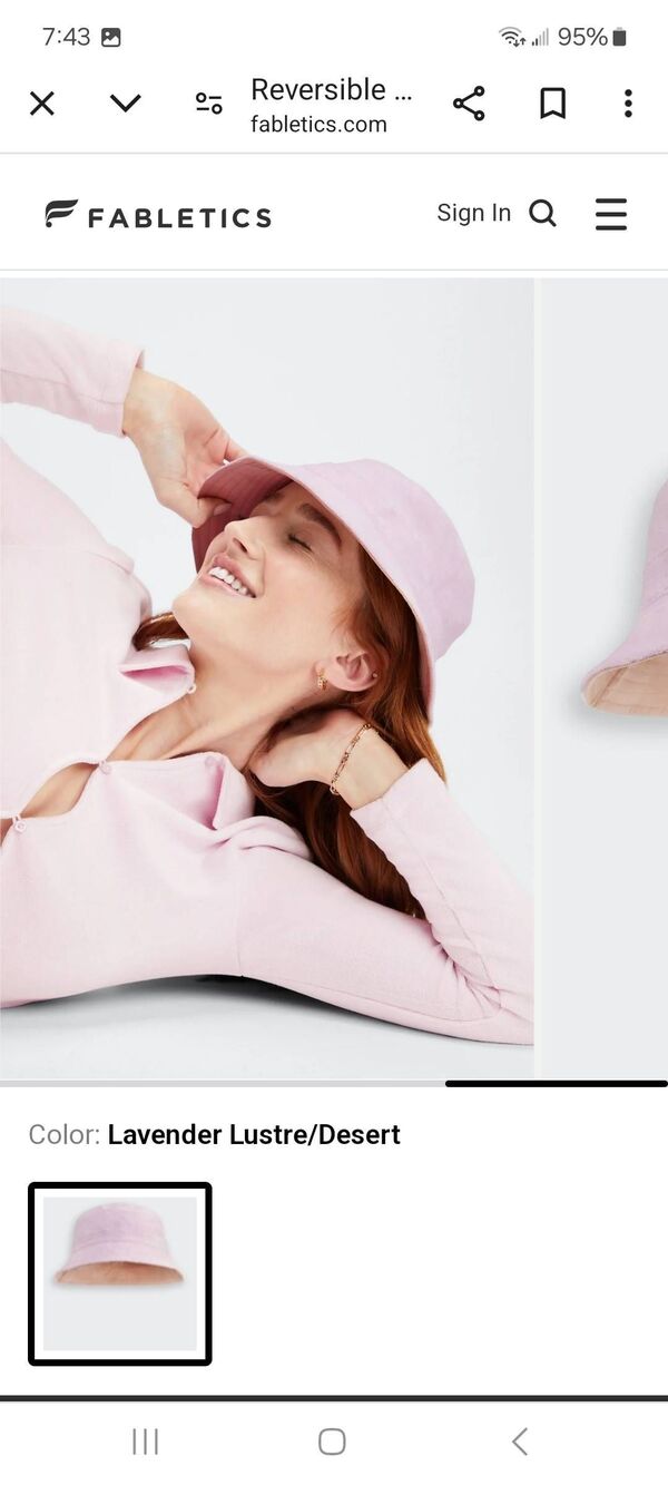 New Fabletics Lavender Luster Desert Reversible Terry Bucket Hat NWT